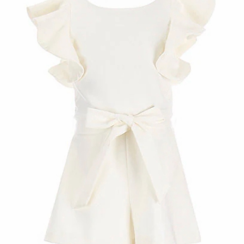 GB Elegant Kids Jumpsuit/Romper Size 5T Cream Romper  with Ruffle Sleeves